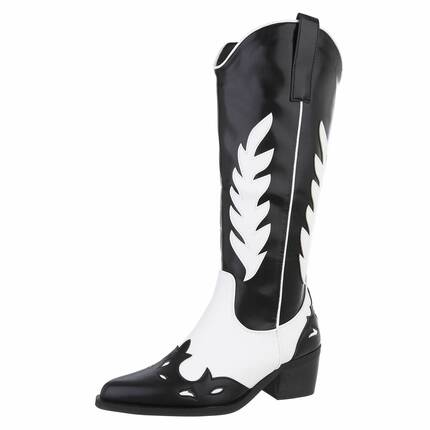 Damen Western- & Bikerboots - blackwhite