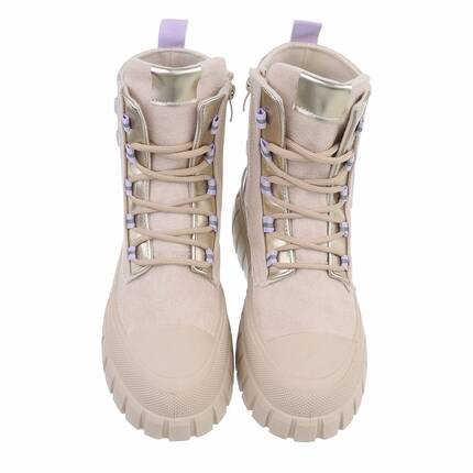 Damen Schnrstiefeletten - beige