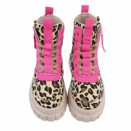 Damen Schnrstiefeletten - leopard