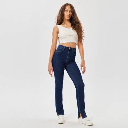 Damen High Waist Jeans von Laulia - DK.blue