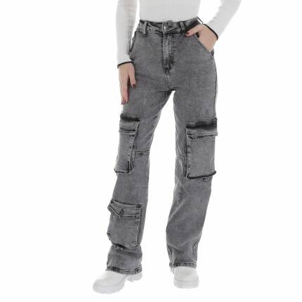 Damen High Waist Jeans von Laulia Gr. L/40 - grey