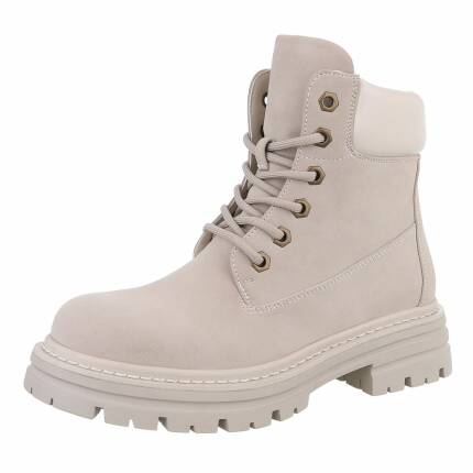 Damen Schnürstiefeletten - beige Gr. 41