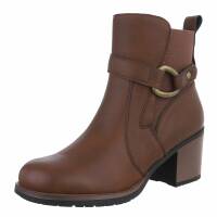 Damen High-Heel Stiefeletten - camel