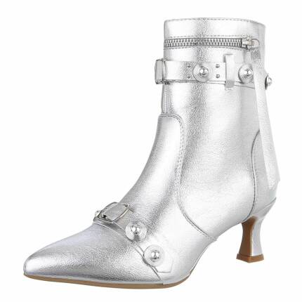 Damen High-Heel Stiefeletten - silver