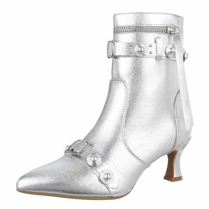 Damen High-Heel Stiefeletten - silver