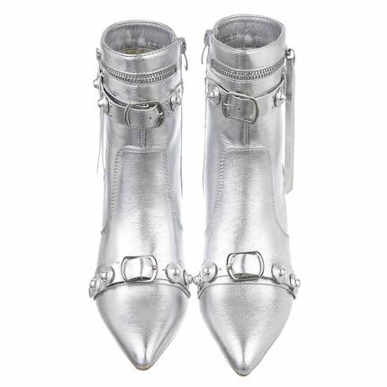 Damen High-Heel Stiefeletten - silver