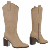 Damen High-Heel Stiefel - khaki