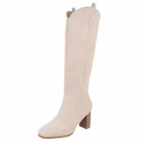 Damen High-Heel Stiefel - beige