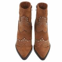 Damen High-Heel Stiefeletten - camel