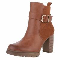 Damen High-Heel Stiefeletten - camel