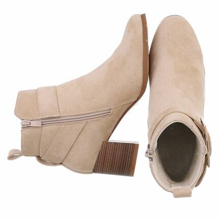 Damen High-Heel Stiefeletten - beige