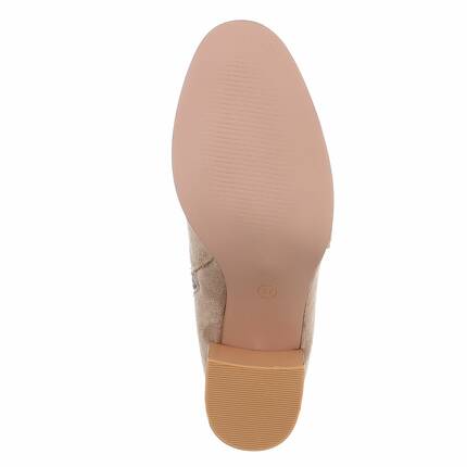 Damen High-Heel Stiefeletten - beige