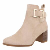 Damen High-Heel Stiefeletten - beige