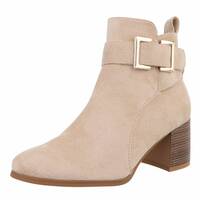 Damen High-Heel Stiefeletten - beige