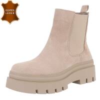 Damen Echtleder Chelsea Boots - beige