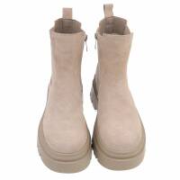 Damen Echtleder Chelsea Boots - beige