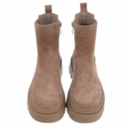 Damen Echtleder Chelsea Boots - taupe