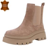 Damen Echtleder Chelsea Boots - taupe