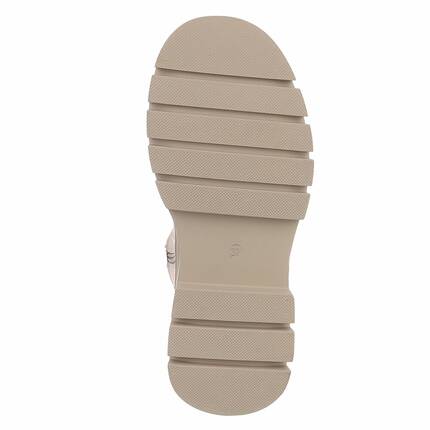 Damen Echtleder Schnrstiefeletten - beige