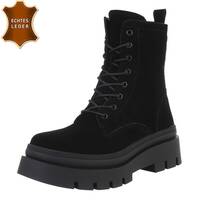 Damen Echtleder Schnrstiefeletten - black