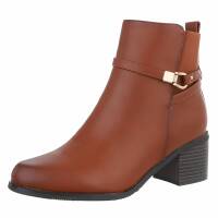 Damen High-Heel Stiefeletten - camel