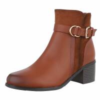 Damen High-Heel Stiefeletten - camel