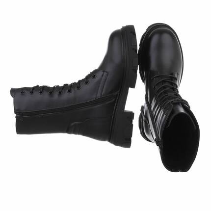 Damen Echtleder Schnrstiefeletten - black