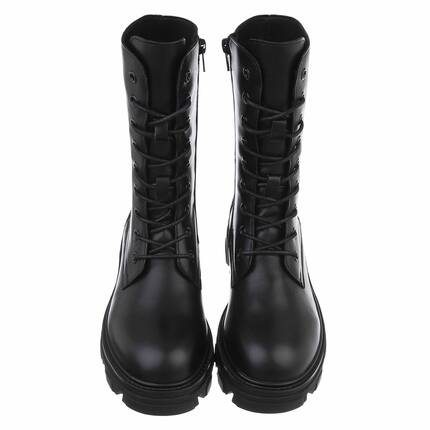 Damen Echtleder Schnrstiefeletten - black