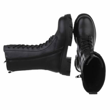 Damen Echtleder Schnrstiefeletten - black