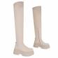 Damen Overknee-Stiefel - beige