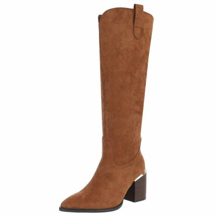 Damen High-Heel Stiefel - camel Gr. 36