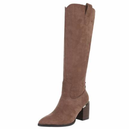 Damen High-Heel Stiefel - khaki Gr. 37