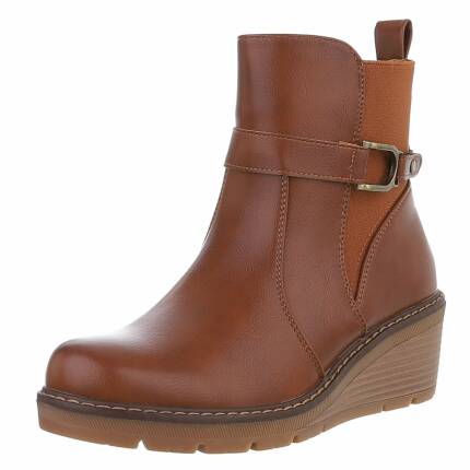 Damen Keilstiefeletten - camel - 12 Paar