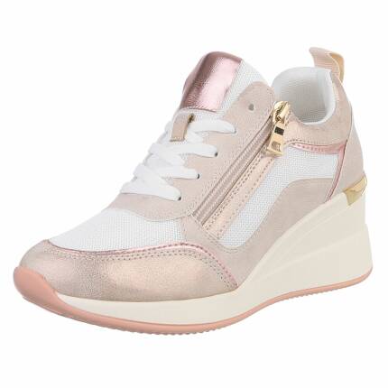 Damen Keilabsatz-Sneakers - beige Gr. 36