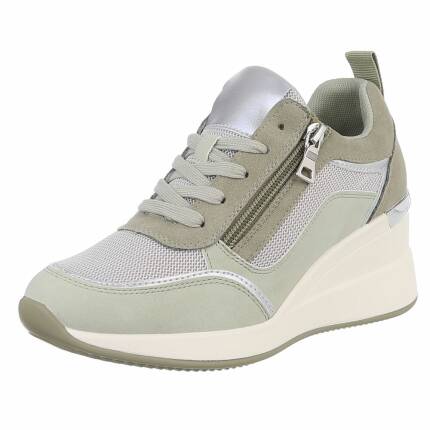 Damen Keilabsatz-Sneakers - green Gr. 36