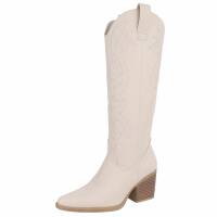 Damen Western- & Bikerboots - beigepu